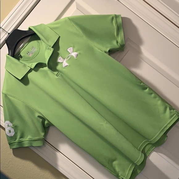 Under Armour acid green polo pullover #6 jersey! - Picture 3 of 7